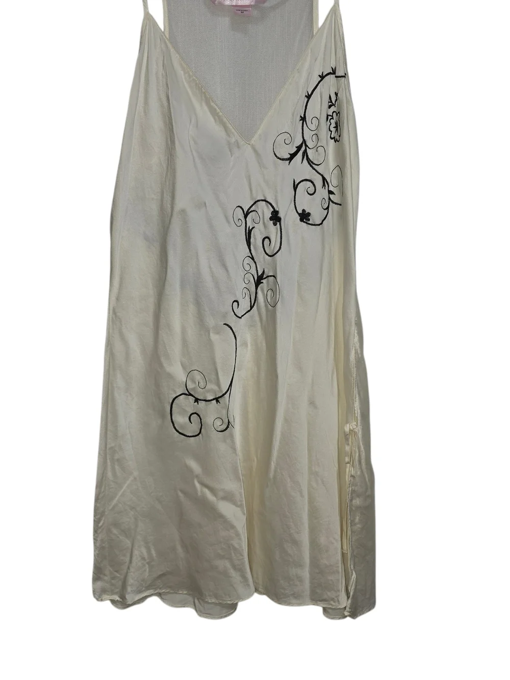 VTG Victoria’s Secret Y2K Ivory Silk Slip Dress Mesh Embroidered Fairycore M - Picture 2 of 11